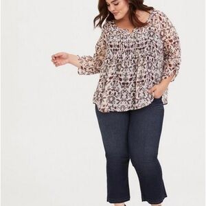Torrid rust paisley pintucked chiffon blouse